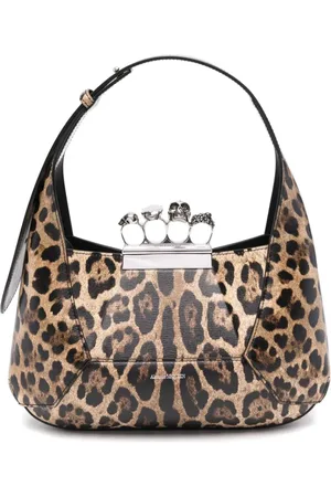 Alexander McQueen Jewelled Schultertasche mit Leoparden-Print