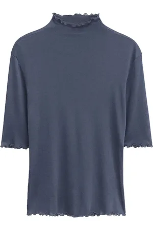 Filippa K Stehkragen-T-Shirt mit Rüschensaum