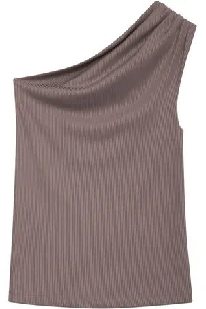 ANINE BING Geripptes Camila One-Shoulder-Top