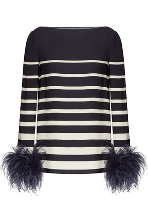 VALENTINO GARAVANI Gestreiftes Top mit Federn