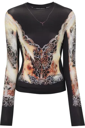 Y / PROJECT Jerseyoberteil mit Spitzen-Print