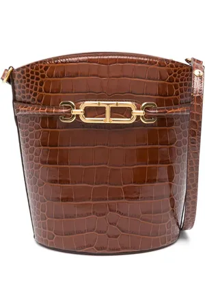 Tom Ford Mittelgroße Beuteltasche mit Kroko-Optik