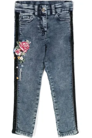 MONNALISA Jeans mit Blumenstickerei