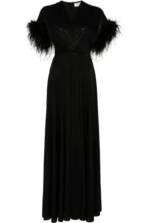 NISSA Maxikleid mit Federbesatz