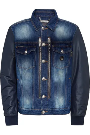 Philipp Plein Jeansjacke mit Kontrastärmeln