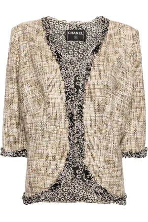 CHANEL 2003 Tweed-Jacke ohne Kragen