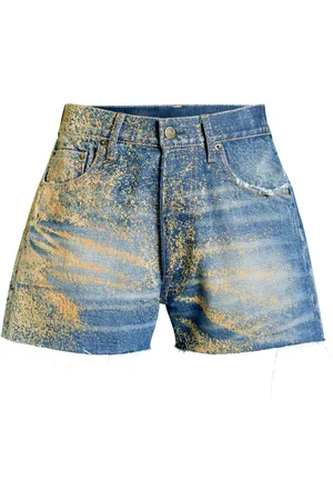 Maison Margiela Beflockte Jeans-Shorts mit hohem Bund