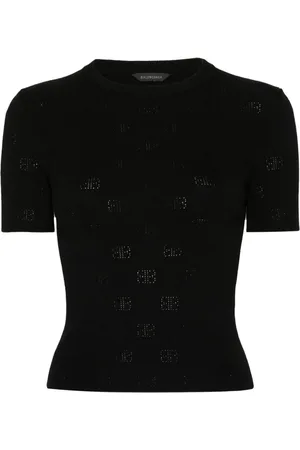 Balenciaga BB T-Shirt in Pointelle-Strick