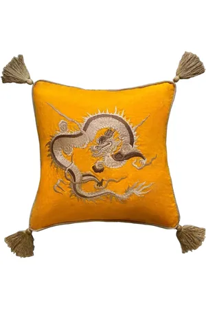 Les-Ottomans Kissen mit Drachenstickerei (50cm x 50cm)