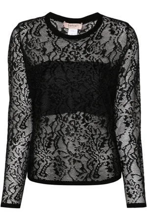 Twin-Set Jacquard-Oberteil mit Spitzen-Optik