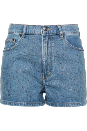 ROTATE Strassverzierte Jeans-Shorts mit hohem Bund