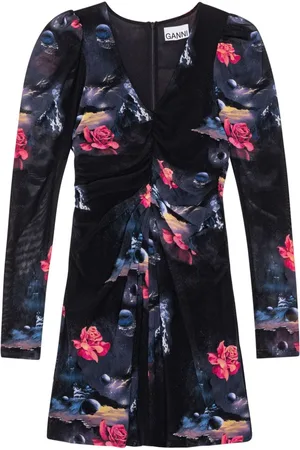 Ganni Minikleid mit grafischem Print