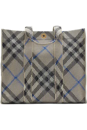 Burberry Mittelgroße gestrickte Tote Bag mit Karomuster