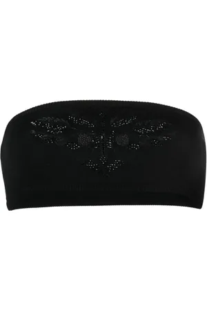 Max Mara Cropped-Top mit Blumenstickerei