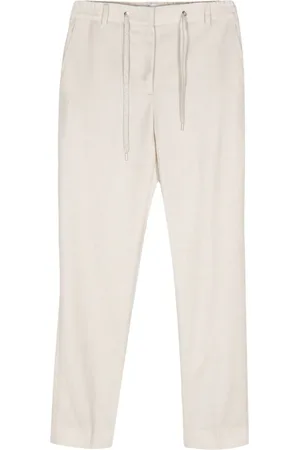 ELEVENTY Schmale Lurex-Chambray-Hose