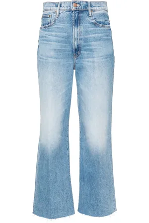 Mother Maven Ankle Fray Wide-Leg-Jeans