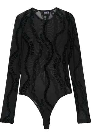 VERSACE Tüll-Body mit Chain Couture-Print