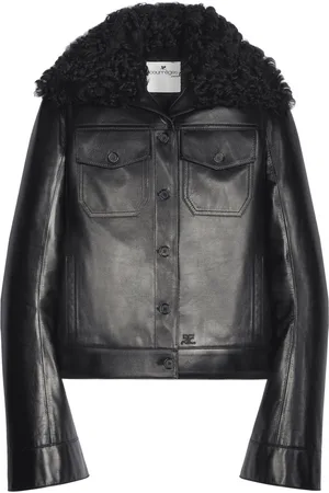 Courrèges Lederjacke mit Shearling-Kragen