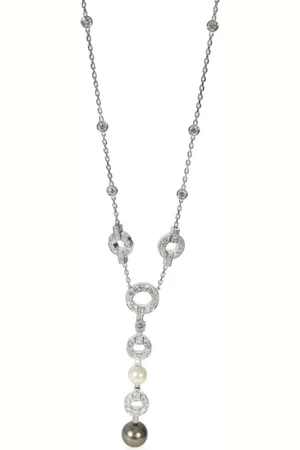 Cartier 18kt Weißgold-Perlenkette mit Diamanten und Perlen