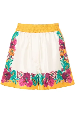La DoubleJ Shorts aus Seide mit Blumen-Print
