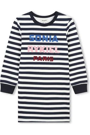 Sonia Rykiel Enfant Gestreiftes Kleid mit Logo-Stickerei
