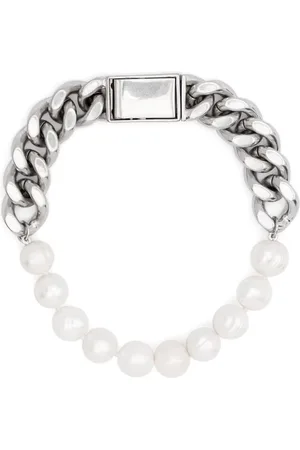 Jil Sander Panzerkettenarmband mit Perlendetail