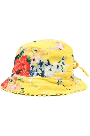 ZIMMERMANN Kordelzug-Fischerhut mit Blumen-Print