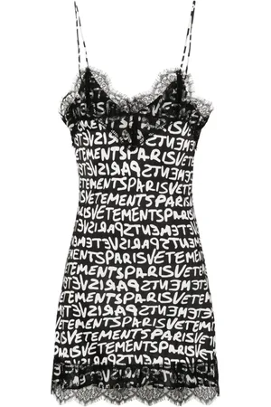 Vetements Logo-Kleid mit Spitzendetail