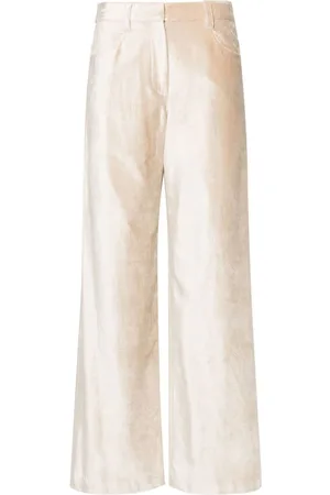 Brunello Cucinelli Samthose mit weitem Bein