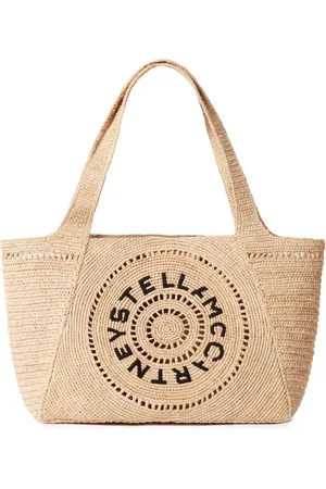 Stella McCartney Shopper aus Bast mit Logo