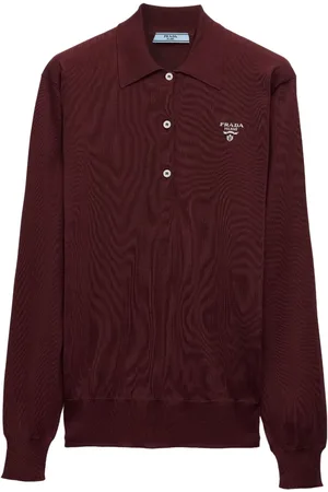 Prada Seiden-Poloshirt mit Logo-Stickerei