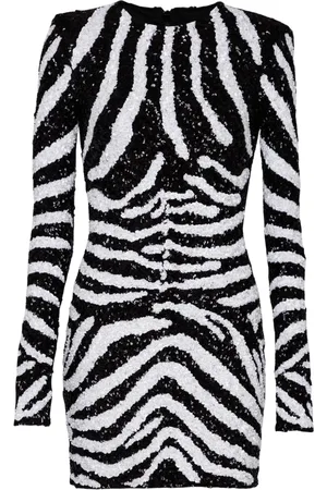 Balmain Paillettenverziertes Kleid mit Zebramuster