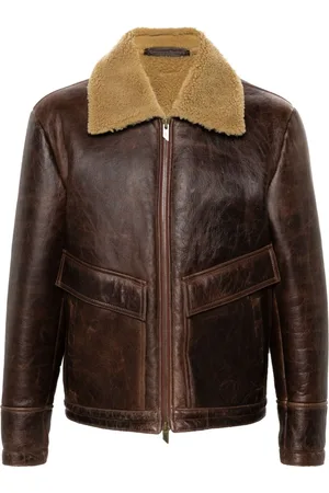 SALVATORE SANTORO Lederjacke mit Shearling-Kragen
