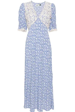 RIXO London Olga Midikleid mit Spitzenbesatz