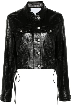 Paco rabanne Lederjacke mit Kroko-Prägung