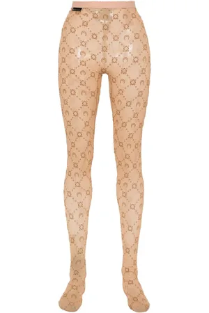 Marine Serre Netzstrumpfhose mit Monogramm