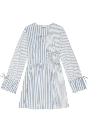 Ganni Gewickeltes Minikleid mit Streifen-Print