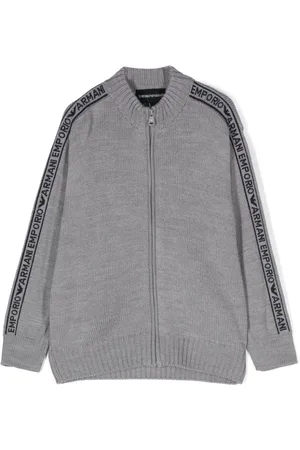 Emporio Armani Reißverschluss-Pullover mit Logo-Intarsie