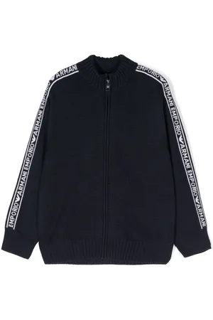 Emporio Armani Reißverschluss-Pullover mit Logo-Intarsie