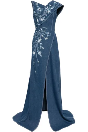 Saiid Kobeisy Denim-Maxikleid mit Blumen-Print