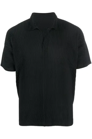 Issey Miyake Plissiertes Basic Poloshirt