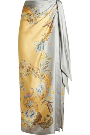 Etro Seiden-Midirock mit Blumen-Print