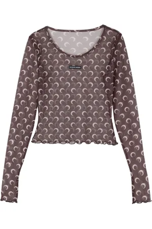Marine Serre Mesh-Oberteil mit Mond-Print