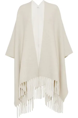 Brunello Cucinelli Gestricktes Cape mit Fransensaum