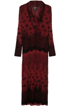 Jean Paul Gaultier 1990s florales Kleid mit Samtdetail