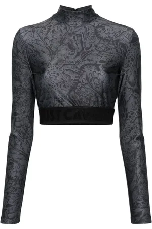 Roberto Cavalli Cropped-T-Shirt mit Leoparden-Print