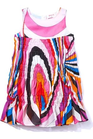 PUCCI Junior Gesmoktes Kleid mit Iride-Print