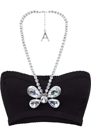 AREA Gestricktes Crystal Butterfly Bandeau-Top