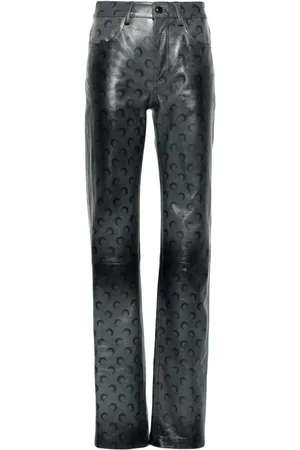 Marine Serre Gerade Hose mit Monogramm