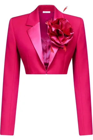 AREA Flower Corsage Cropped-Blazer